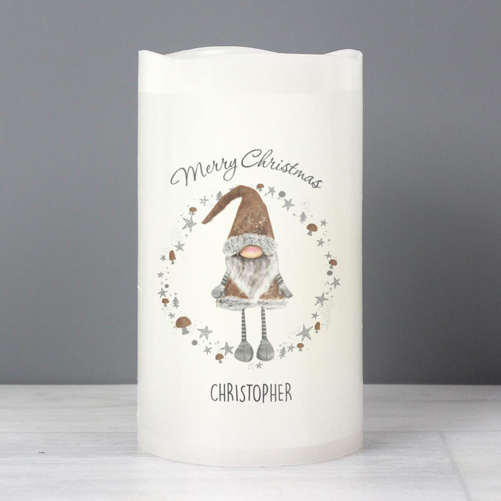 Personalised Scandinavian Christmas Gnome LED Candle Extra Image 2